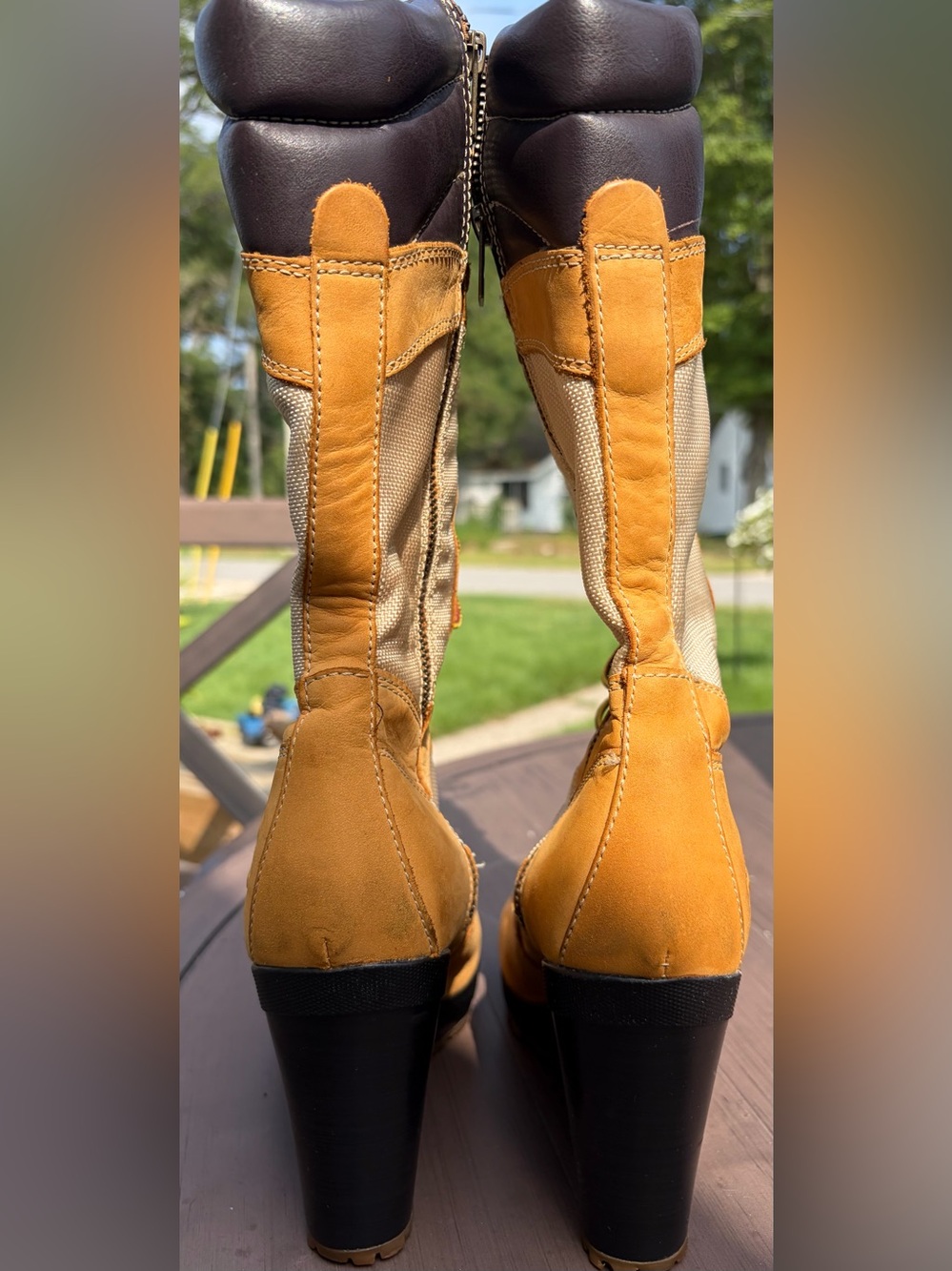 Rare Vintage Timberland Women's 14" Spring Point Lace-Up Wedge Boots size7 23617 - Picture 7 of 12